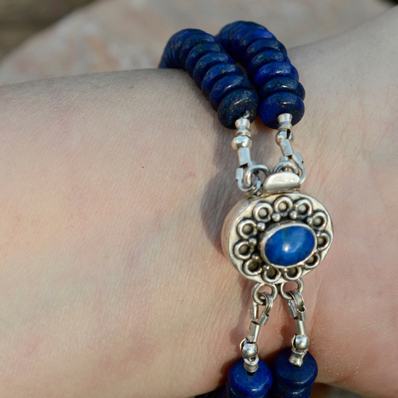 Blue Lapis Lazuli Sterling Silver 925 Bracelet - Picture 8 of 8